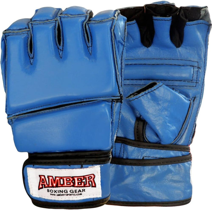 Premium Grappling Gloves for MMA Leather, Enhanced Grip, Excellent Wrist Support, Breathable Comfort - Ideal for Grappling and Clinch Fighting - Blue X-Large