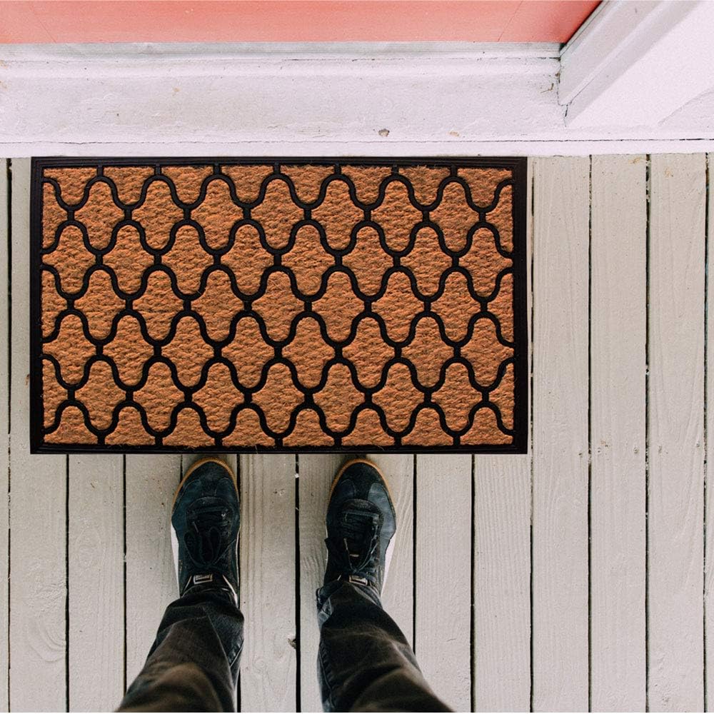 LIVEVIE Lattice Front Door Mat, Stylish Low-Profile Doormat for Indoor/Outdoor Entrance, Welcome Mat