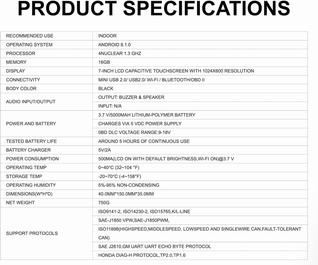 iCarsoft CR Max  Free Screen Protector - Professional Multibrand Automotive Diagnostic Scanner - Read/Erase Faults Codes - Reset Oil Service - Coding &amp; Programming