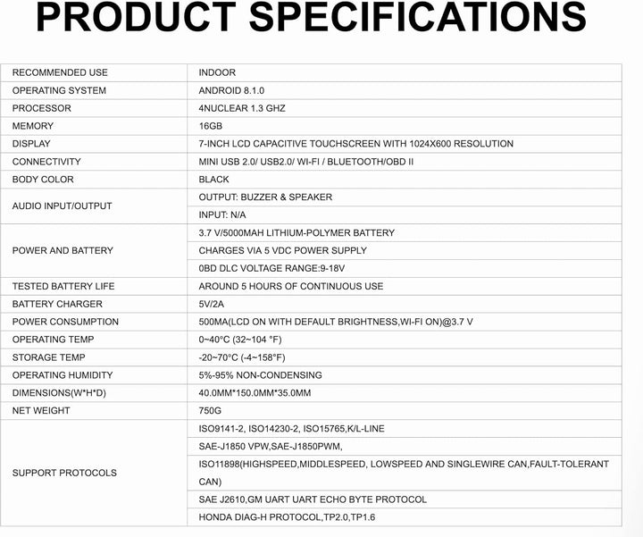 iCarsoft CR Max  Free Screen Protector - Professional Multibrand Automotive Diagnostic Scanner - Read/Erase Faults Codes - Reset Oil Service - Coding &amp; Programming