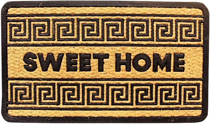 LIVEVIE Sweet Home Rubber Coir Welcome Doormat, Indoor/Outdoor Entry Mat ? Traps Dirt &amp; Moisture ? Durable &amp; Anti-Skid ? Weather-Resistant Floor Rug for Patio, Front Door ? 18x30 Inches