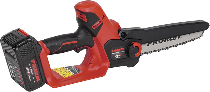 Professional Grade 20V 7-Inch Brushless Cordless Mini Chainsaw with 4.0 Ah Battery and Charger (PMCS120): Power and Precision for Landscaping Tasks