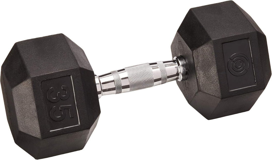 Champion Barbell 45-Pound Solid Hex Dumbbell - Rubber Encased