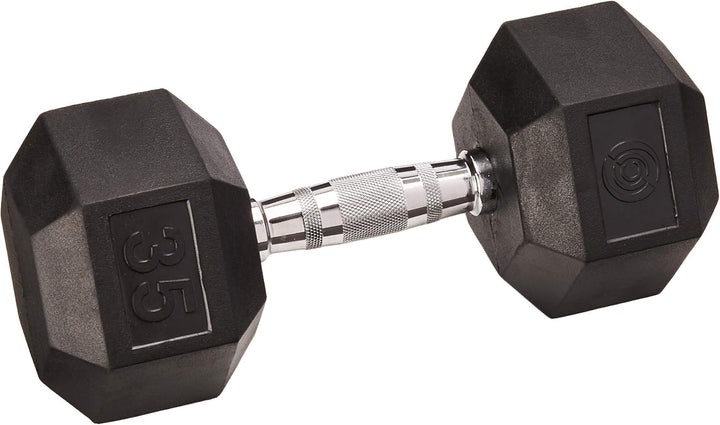 Champion Barbell 45-Pound Solid Hex Dumbbell - Rubber Encased