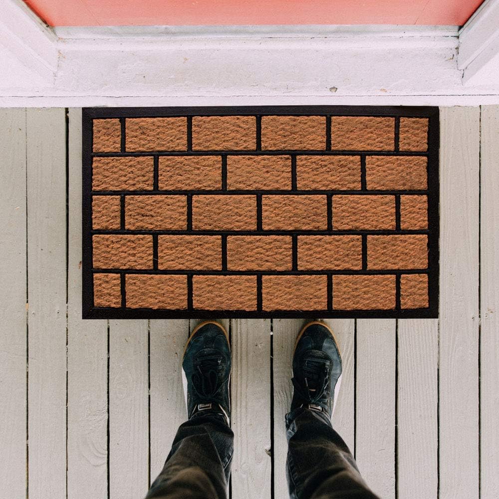 LIVEVIE Brickhouse Front Door Mat, Stylish Low-Profile Doormat for Indoor/Outdoor Entrance, Welcome Mat