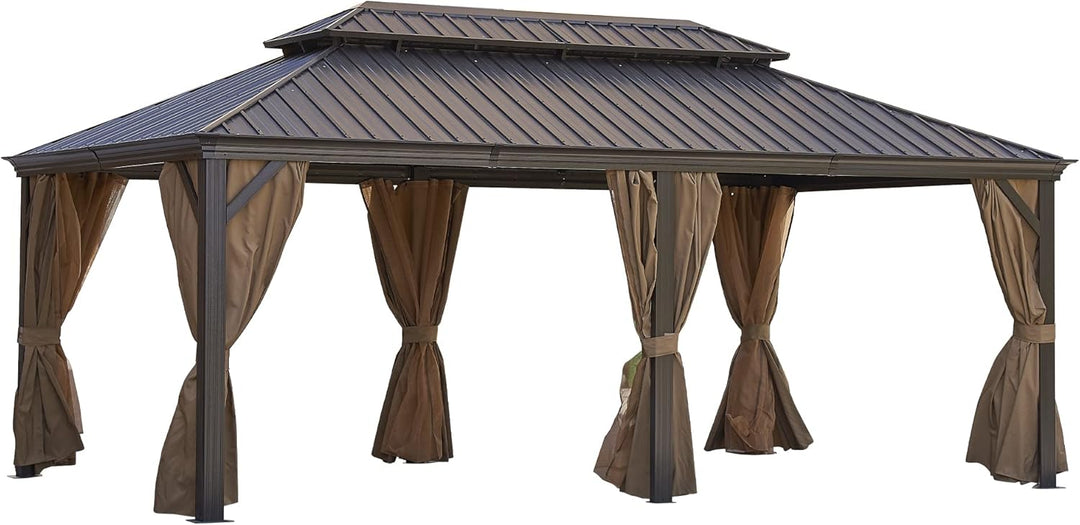 12x20FT Outdoor Permanent Hardtop Gazebo with Steel Canopy, Aluminum Frame, Weather-Resistant for Patio, Garden, and Backyard ? Ideal for Outdoor Gatherings and Shade