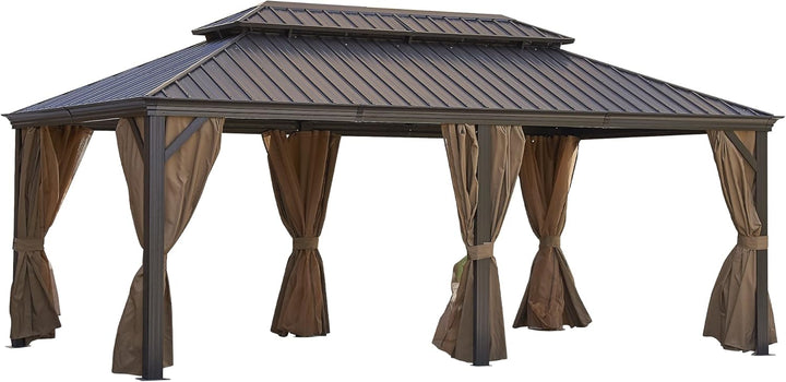 12x20FT Outdoor Permanent Hardtop Gazebo with Steel Canopy, Aluminum Frame, Weather-Resistant for Patio, Garden, and Backyard ? Ideal for Outdoor Gatherings and Shade