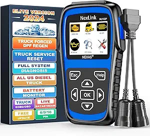 NL102 Plus Full Systems Heavy Duty Truck Scan Tool with Force DPF Regen, HDOBD/EOBD Diagnostic Scanner, Oil Reset &amp; Sensor Calibration - Truck &amp; Car 2 in 1 Code Reader (Elite Version)