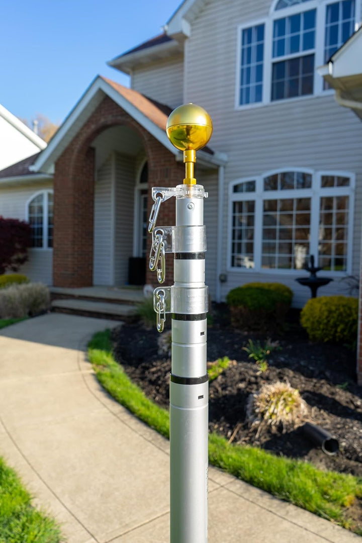 LIVEVIE Freedom Telescopic Flagpole - Elegant American Craftsmanship, Patented Security, Twist-and-Button Lock, 360? &