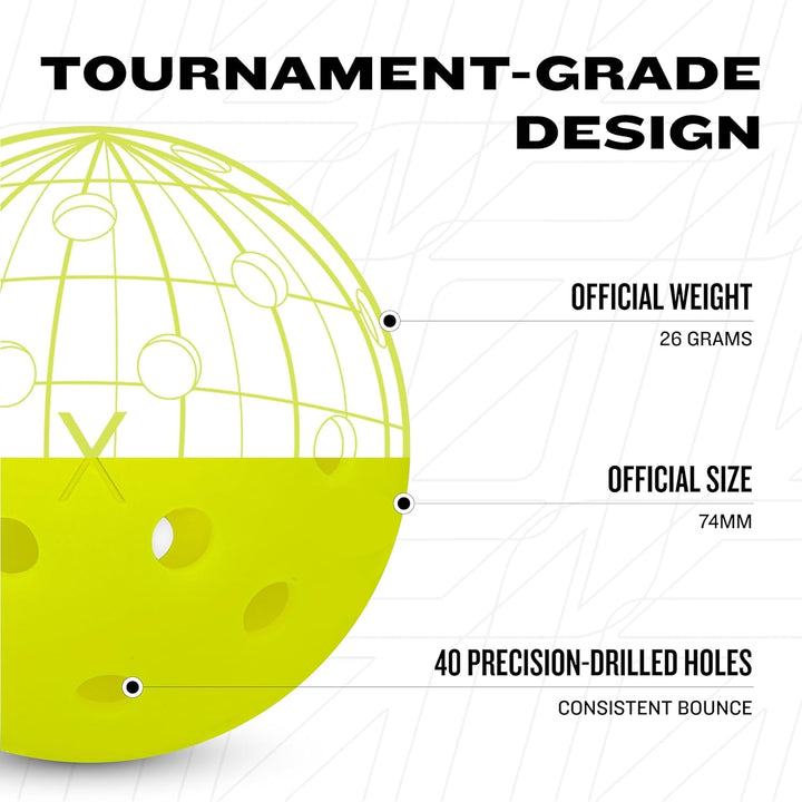 Franklin X-40 Outdoor Pickleball Balls - 100 Bulk Pack (Yellow)