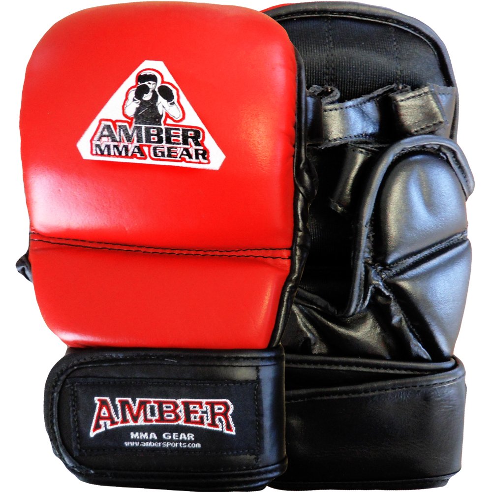 MMA Safety Training Gloves, Premium Leather, Shock Absorbing Foam, Adjustable Closure, Durable &amp; Comfortable for Sparring, Bag Work &amp; MMA Workouts, Blue, Small