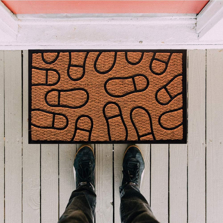 LIVEVIE Footprint Front Door Mat, Stylish Low-Profile Doormat for Indoor/Outdoor Entrance, Welcome Mat