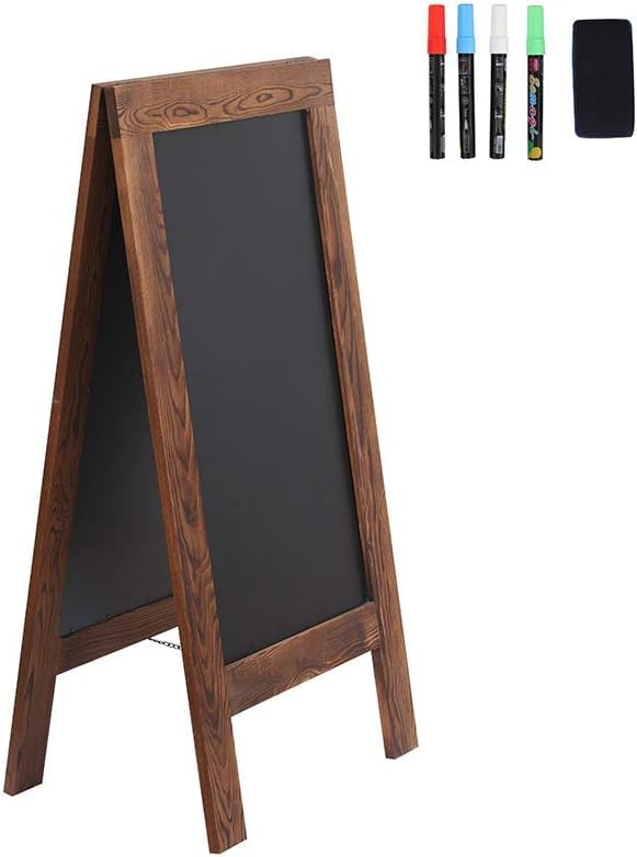 Rustic Magnetic A-Frame Chalkboard Sign, Double-Sided, Non-Porous Porcelain Steel, Heavy-Duty Hinges, for Restaurants, Cafes, Weddings &amp; Events, Includes Chalk &amp; Eraser, 40X20 Inches