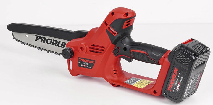Professional Grade 20V 7-Inch Brushless Cordless Mini Chainsaw with 4.0 Ah Battery and Charger (PMCS120): Power and Precision for Landscaping Tasks