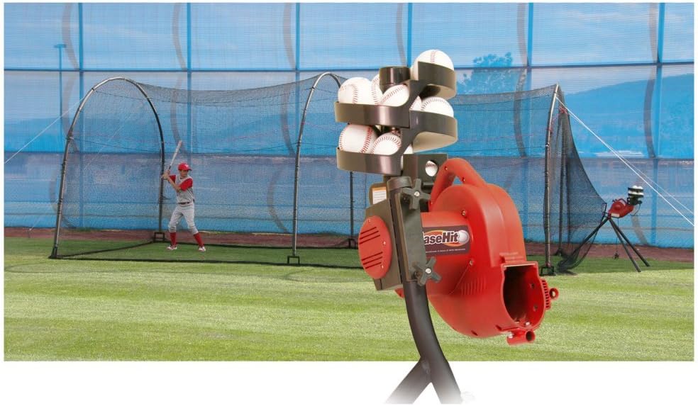Heater BaseHit &amp; Xtender 24 System - Real Ball Pitching Machine &amp; Batting Cage Combo