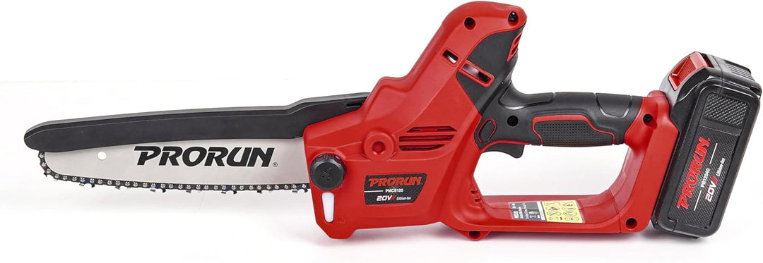 Professional Grade 20V 7-Inch Brushless Cordless Mini Chainsaw with 4.0 Ah Battery and Charger (PMCS120): Power and Precision for Landscaping Tasks