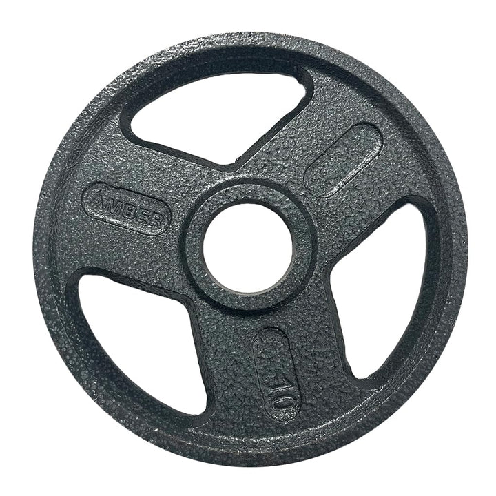 Triple-Grip Weight Plates Durable Cast Iron for Versatile Strength Training - Ideal for Squats, Deadlifts, Bench Press, Multiple Weight Options Available, Sold as Pair (10, Pounds)