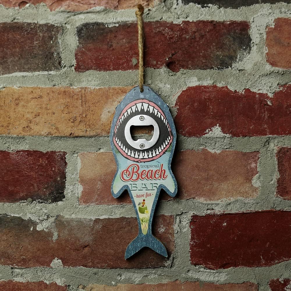 Shark Bottle Opener for Beer, Soda, and Pop Tops - Wall Mount Bartender Kitchen Barware