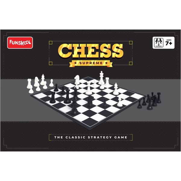 Chess Supreme, Classic Strategy Board Game for Kids, Adults, and Families, Multicolor Chess Set with Durable Plastic Pieces, Fun and Educational Game, 2 Players