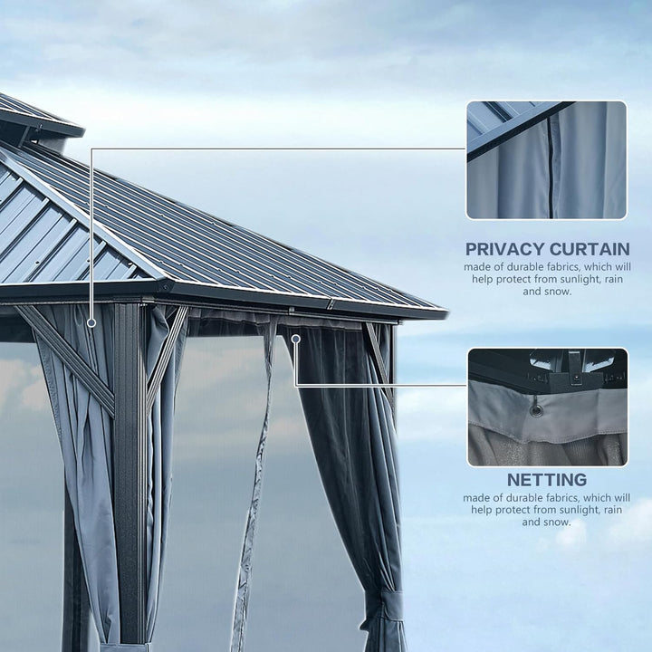 10x10FT patic Gazebo,alu Gazebo with Steel Canopy,Outdoor Permanent Hardtop Gazebo Canopy for Patio, Garden, Backyard