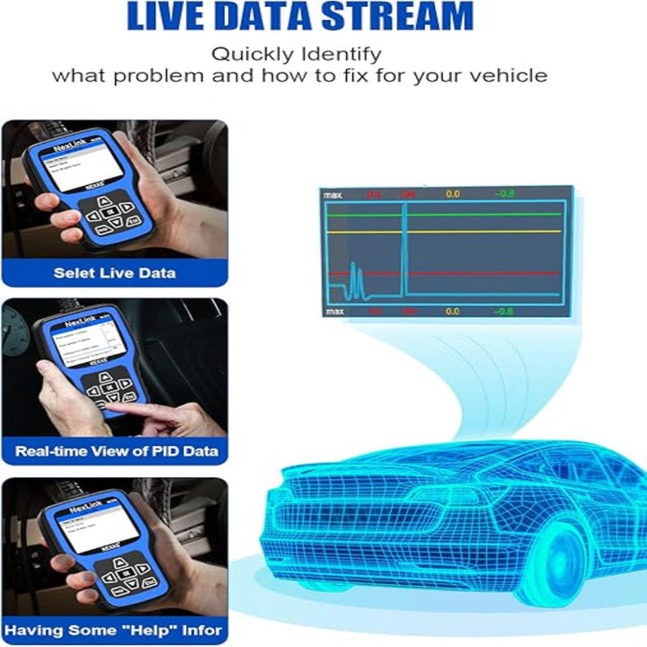 NL101 OBD2 Scanner Diagnostic Tool &amp; Battery Tester - Professional Car Engine Code Reader &amp; Battery Health Analyzer with Live Data Stream, Lifetime Updates, and Protective Case - 2024 Version