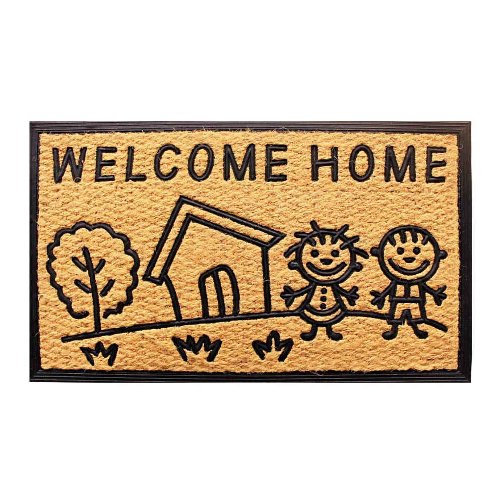 LIVEVIE Welcome Home Doormat, Coir &amp; Rubber, Outdoor/Indoor Entry Mat with Anti-Skid Backing, Stylish Decorative Design for Front Door &amp; Patio 30x18 Inches