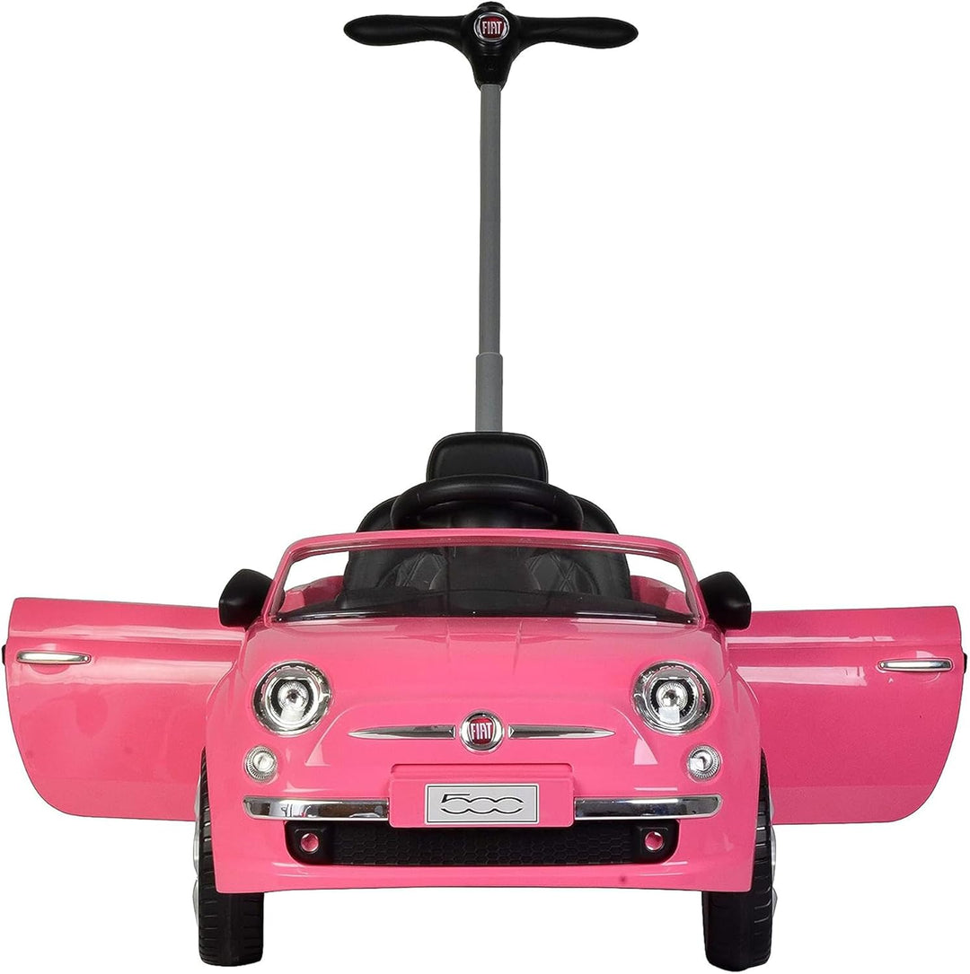 Best Ride On Cars 2-in-1 Fiat 500 Baby Toddler Toy Push Vehicle Car Stroller with 40 Pound Capacity and Lights for Children Ages 1 to 3 Years, Pink