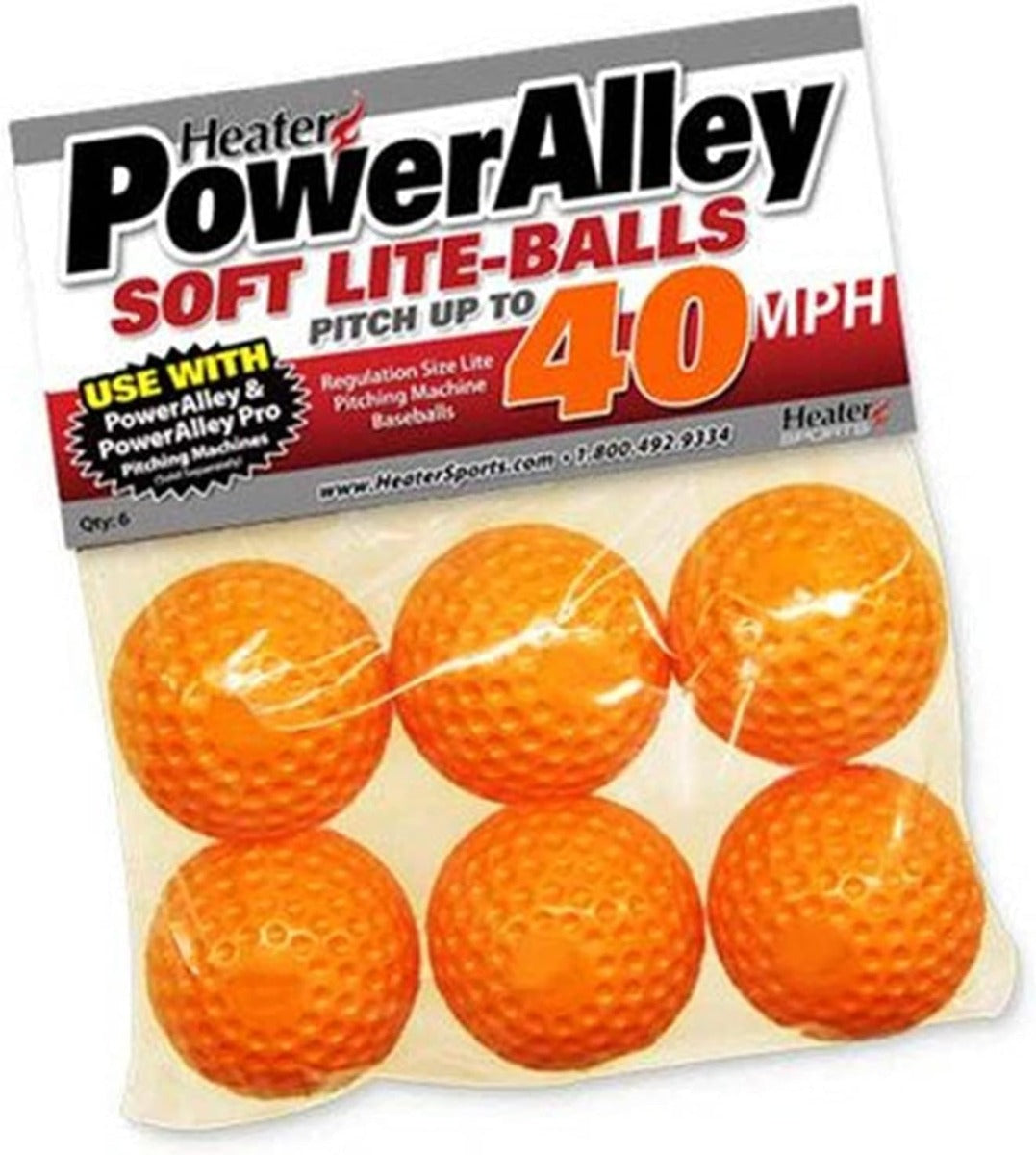 Heater Sports Slider 40 MPH Orange Soft Foam Balls - 6 Pack