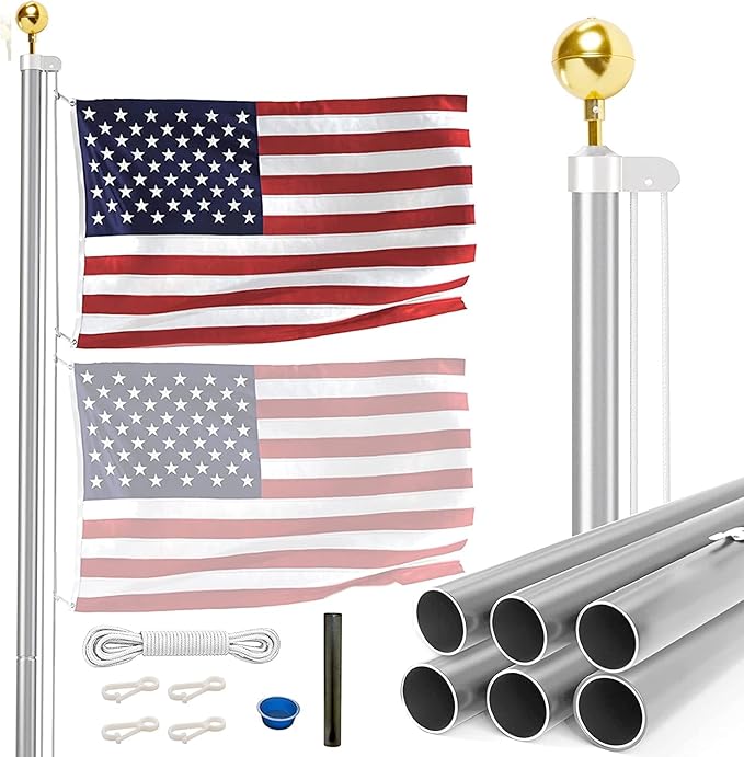 Homepride Flag Pole Kit Display American Pride with Ease, Includes 3&