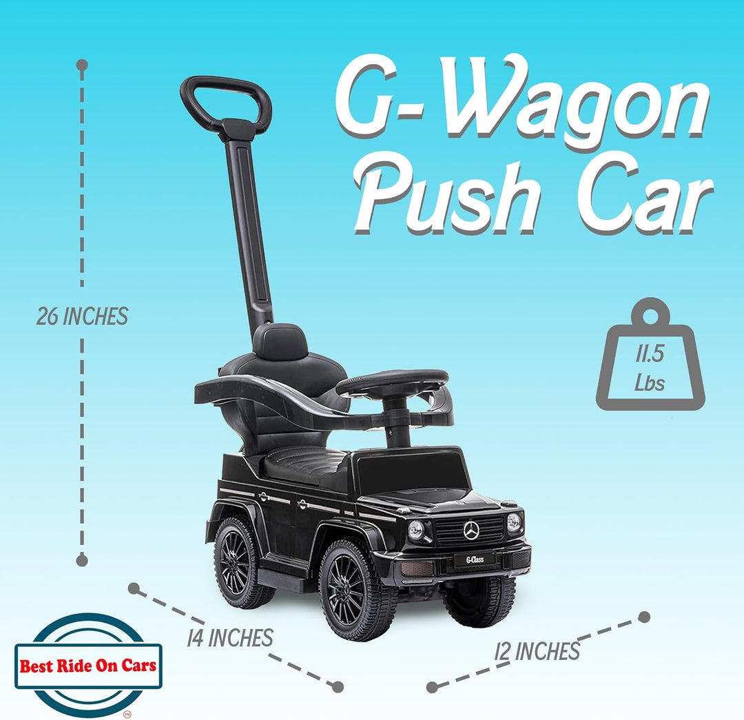 Best Ride On Cars 3 In 1 Mercedes G-Wagon Push Car for Toddlers 1 to 3 Years Old, Kids Outdoor Stroller with Music, Horn Sounds, and Handle, Realistic Driving Experience, Black