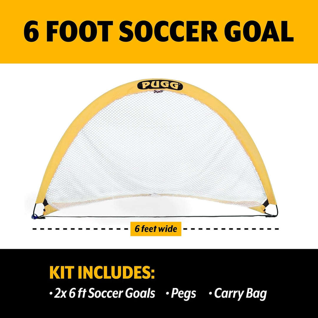 PUGG 6 Foot Pop-Up Soccer Goal Set - Portable Training Equipment