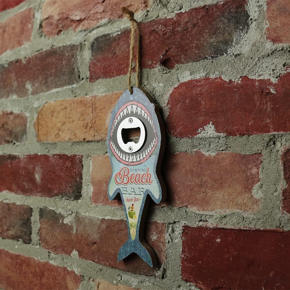 Shark Bottle Opener for Beer, Soda, and Pop Tops - Wall Mount Bartender Kitchen Barware