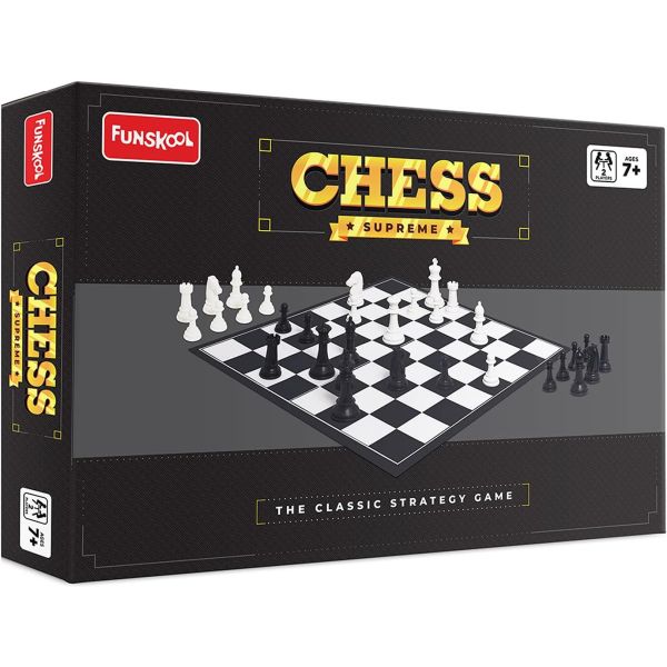 Chess Supreme, Classic Strategy Board Game for Kids, Adults, and Families, Multicolor Chess Set with Durable Plastic Pieces, Fun and Educational Game, 2 Players