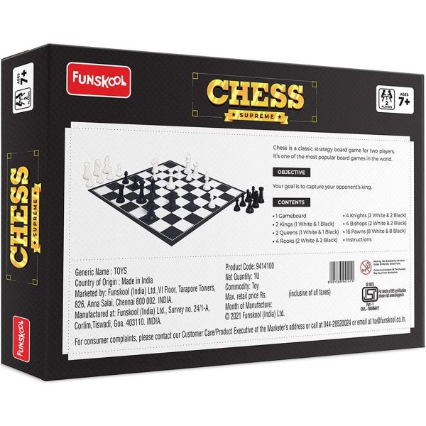 Chess Supreme, Classic Strategy Board Game for Kids, Adults, and Families, Multicolor Chess Set with Durable Plastic Pieces, Fun and Educational Game, 2 Players