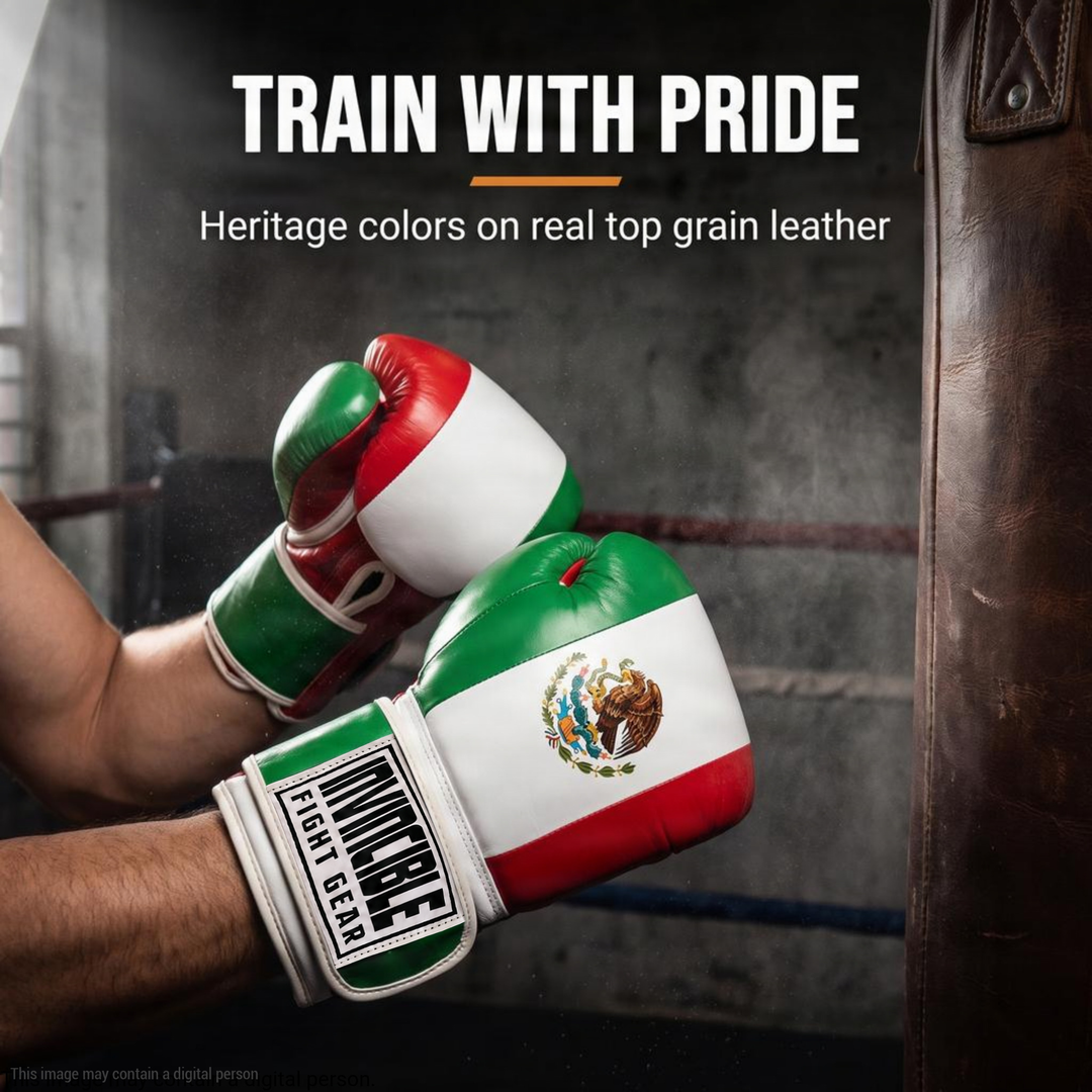 Invincible Fight Gear Leather Hook &amp; Loop Boxing Training Gloves