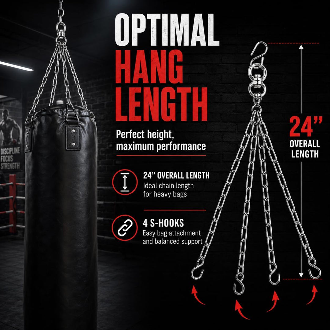 Amber Fight Gear Heavy Bag Chain with 360° Swivel, 200–220 lb Capacity