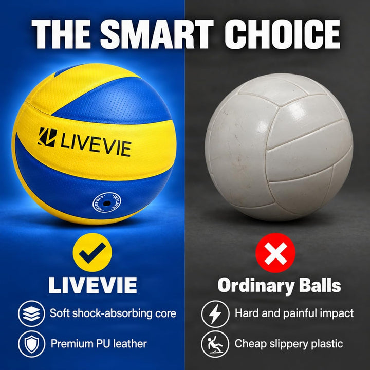 LIVEVIE Soft-Touch PU Leather Volleyball, Size 5, Indoor and Outdoor