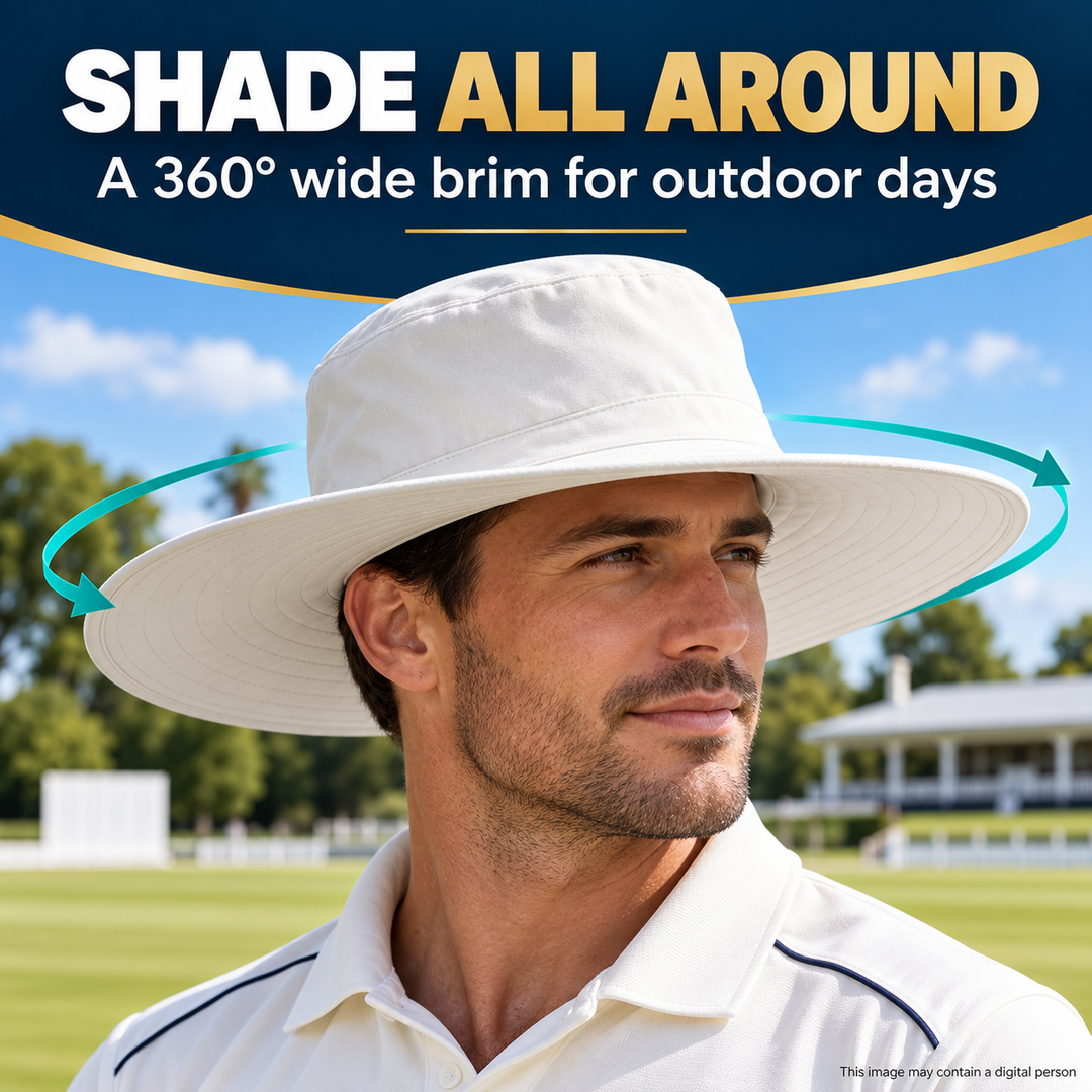 Amber Fight Gear Wide Brim Cotton Drill Sun Hat with Cooling Towel Band