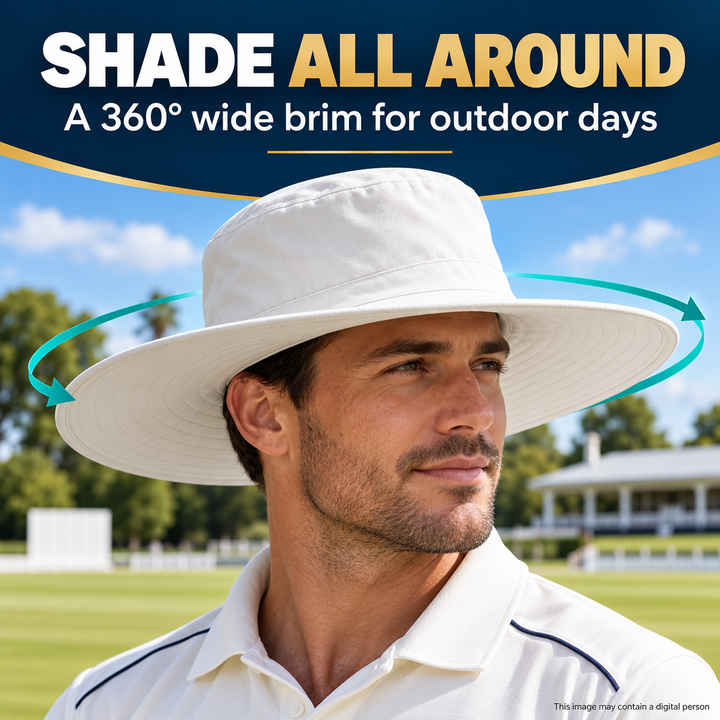 Amber Fight Gear Wide Brim Cotton Drill Sun Hat with Cooling Towel Band