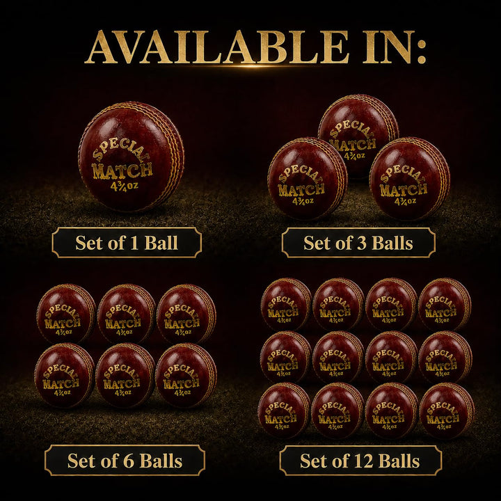 Amber Fight Gear Professional Leather Cricket Ball, Hand-Stitched, Pack Options
