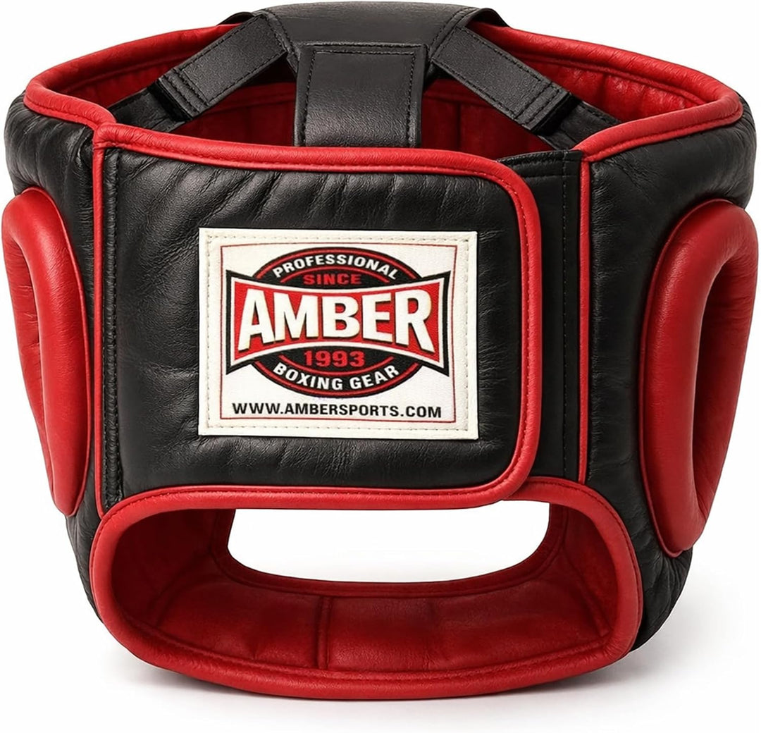 Deluxe All Leather Headgear with Cheek Protection for Boxing, Kickboxing, and MMA