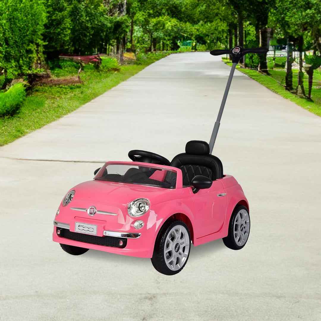 Best Ride On Cars 2-in-1 Fiat 500 Baby Toddler Toy Push Vehicle Car Stroller with 40 Pound Capacity and Lights for Children Ages 1 to 3 Years, Pink