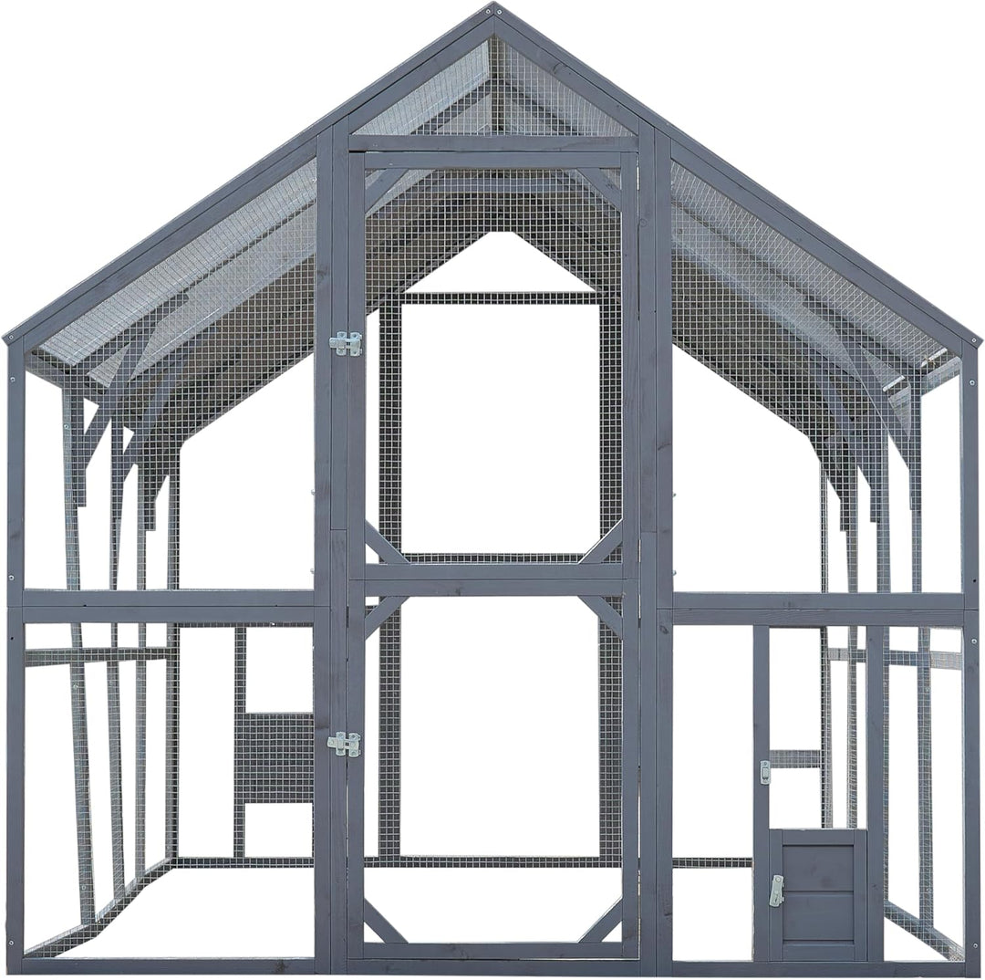 Outdoor Chicken Coop Enclosures 110" Large Kitten Playpen,Upgrade Waterproof Cover-Grey