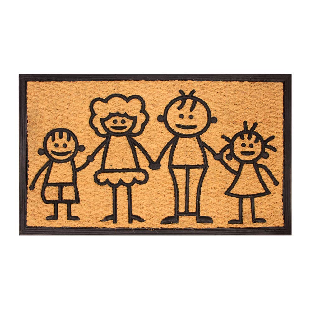 LIVEVIE Family First Coir &amp; Rubber Welcome Doormat, Anti-Skid Entry Mat for Indoor &amp; Outdoor Use, Traps Dirt, All-Weather Front Door Rug for Home, Patio, 30x18 Inches