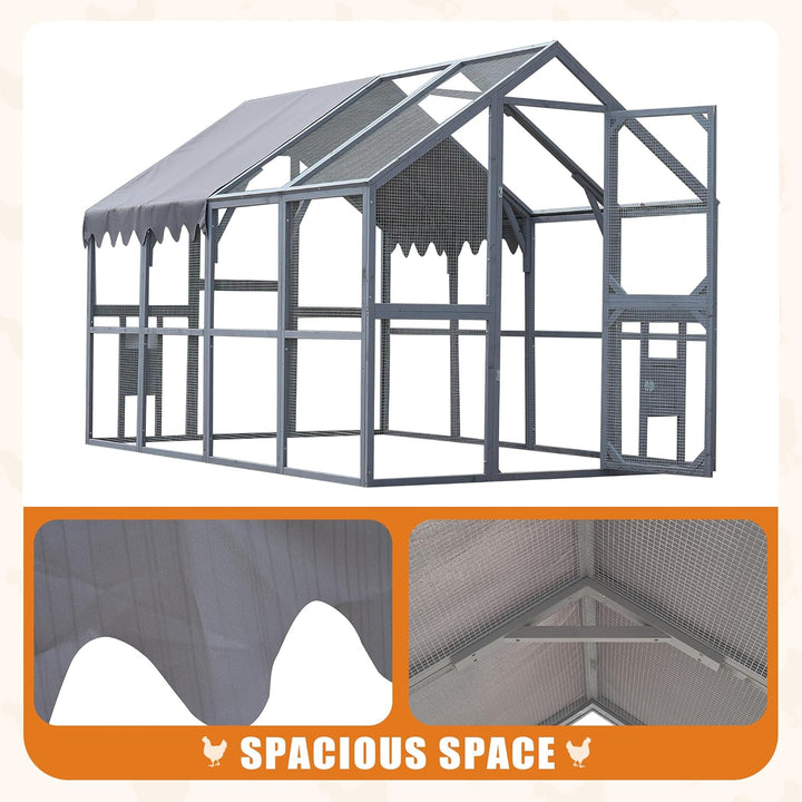 Outdoor Chicken Coop Enclosures 110" Large Kitten Playpen,Upgrade Waterproof Cover-Grey