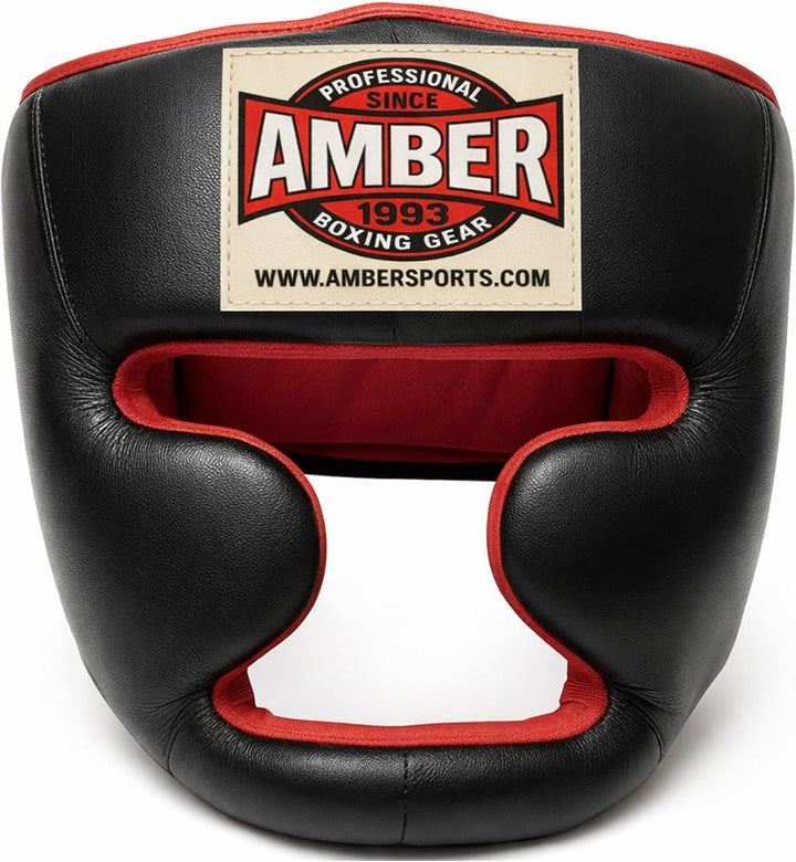Deluxe All Leather Headgear with Cheek Protection for Boxing, Kickboxing, and MMA