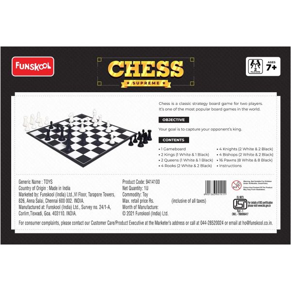 Chess Supreme, Classic Strategy Board Game for Kids, Adults, and Families, Multicolor Chess Set with Durable Plastic Pieces, Fun and Educational Game, 2 Players