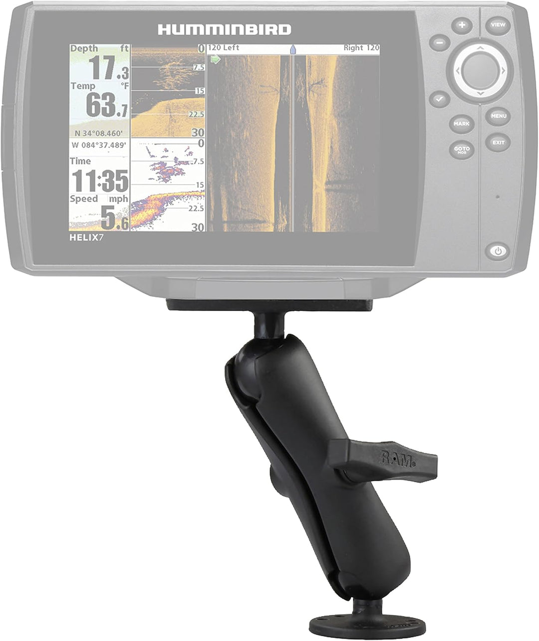RAM Mounts (RAM-202-24-B-202U) Drill-down Double Ball Mount For Humminbird Helix 7