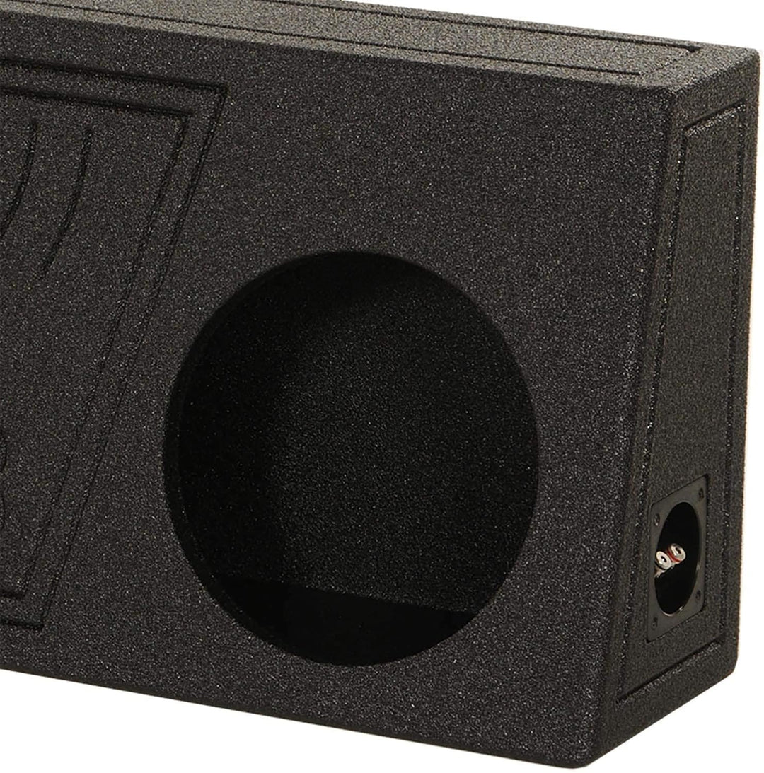 Q Power QBomb Single 10 Inch Vented Subwoofer Sub Box with Black Bedliner Spray