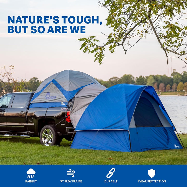 Napier Sportz Link Portable 4 Person Truck Bed Attachment Outdoor Camping Tent with Convenient Carry Bag, Blue (Trunk Tent Not Included)